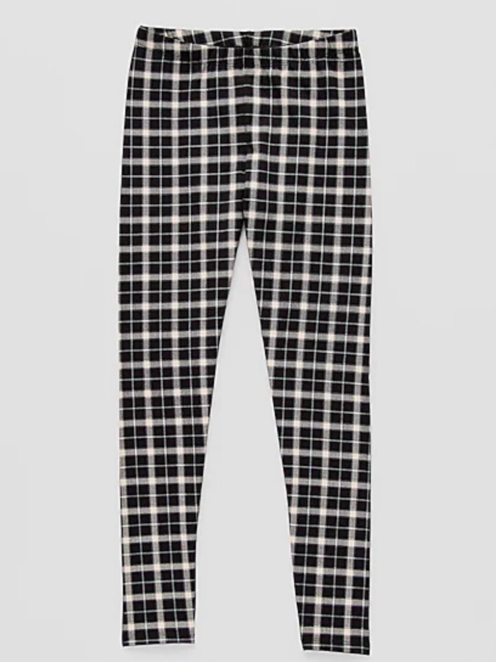 Girls' Black and White Plaid Fleece Leggings Size 7/8